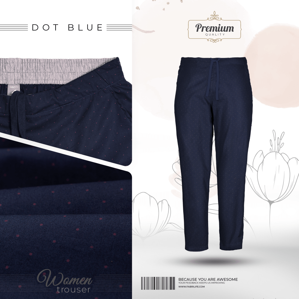 Fabrilife Woman Premium Trouser  Dot Blue