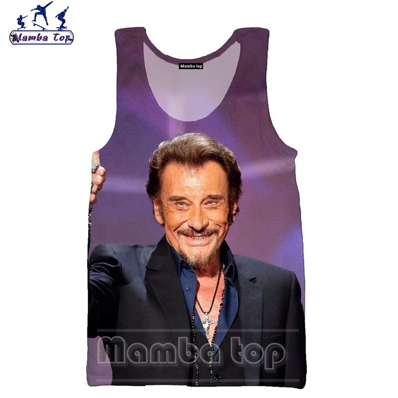 Mamba Top Johnny Hallyday Vest 3D Print Harajuku Rock  Men TaTops Sleeveless Holiday Casual Undershirt Women Streetwear