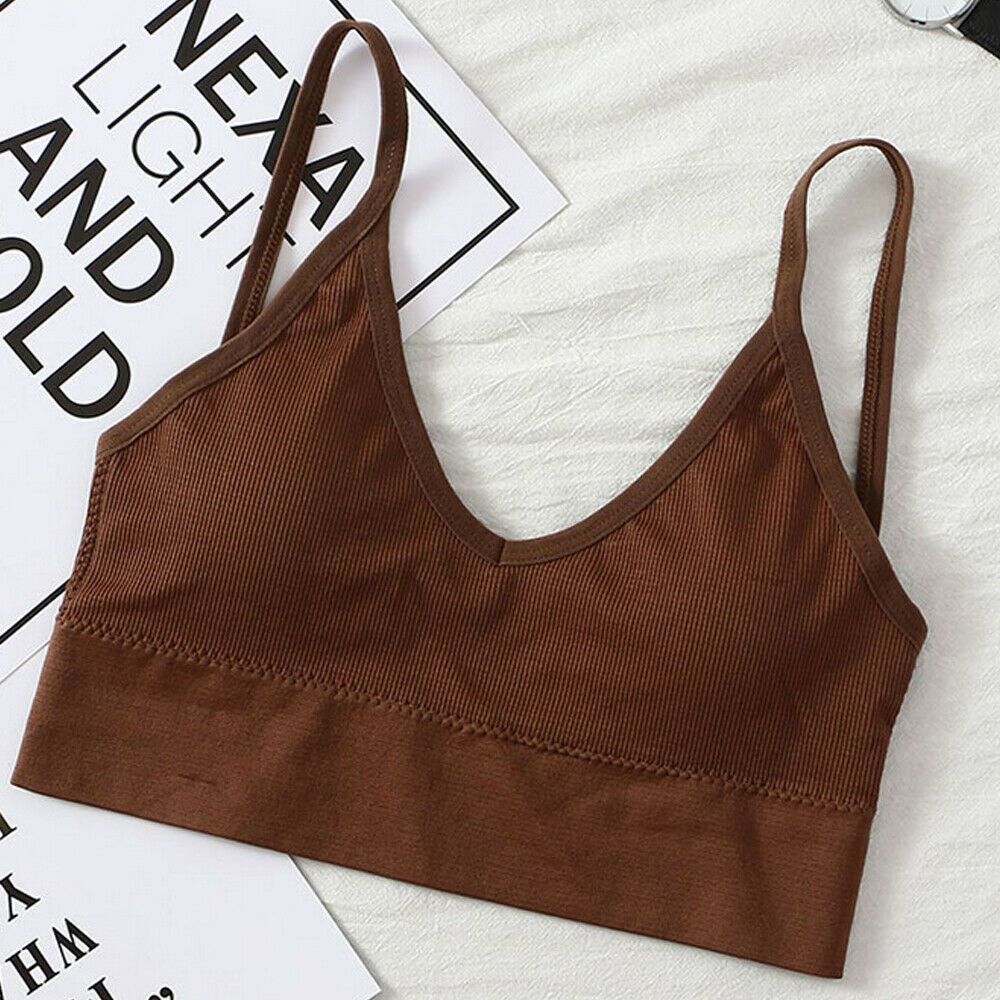 Women Casual Plain Sleeveless Strappy Cami Bralet Bra Summer Stretch Soft Crop Top Elegant Ladies Vest