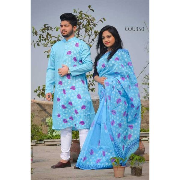 Couple Half Silk Saree and Dhupian Silk Punjabi