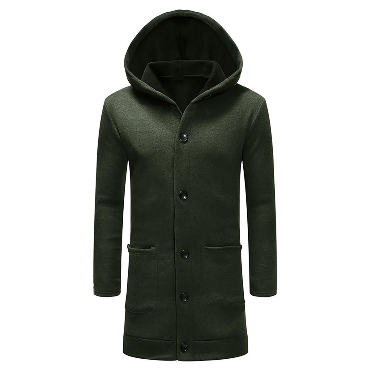 Casual Overcoat Single Breasted Solid Color Big Pockets Casual Overcoat