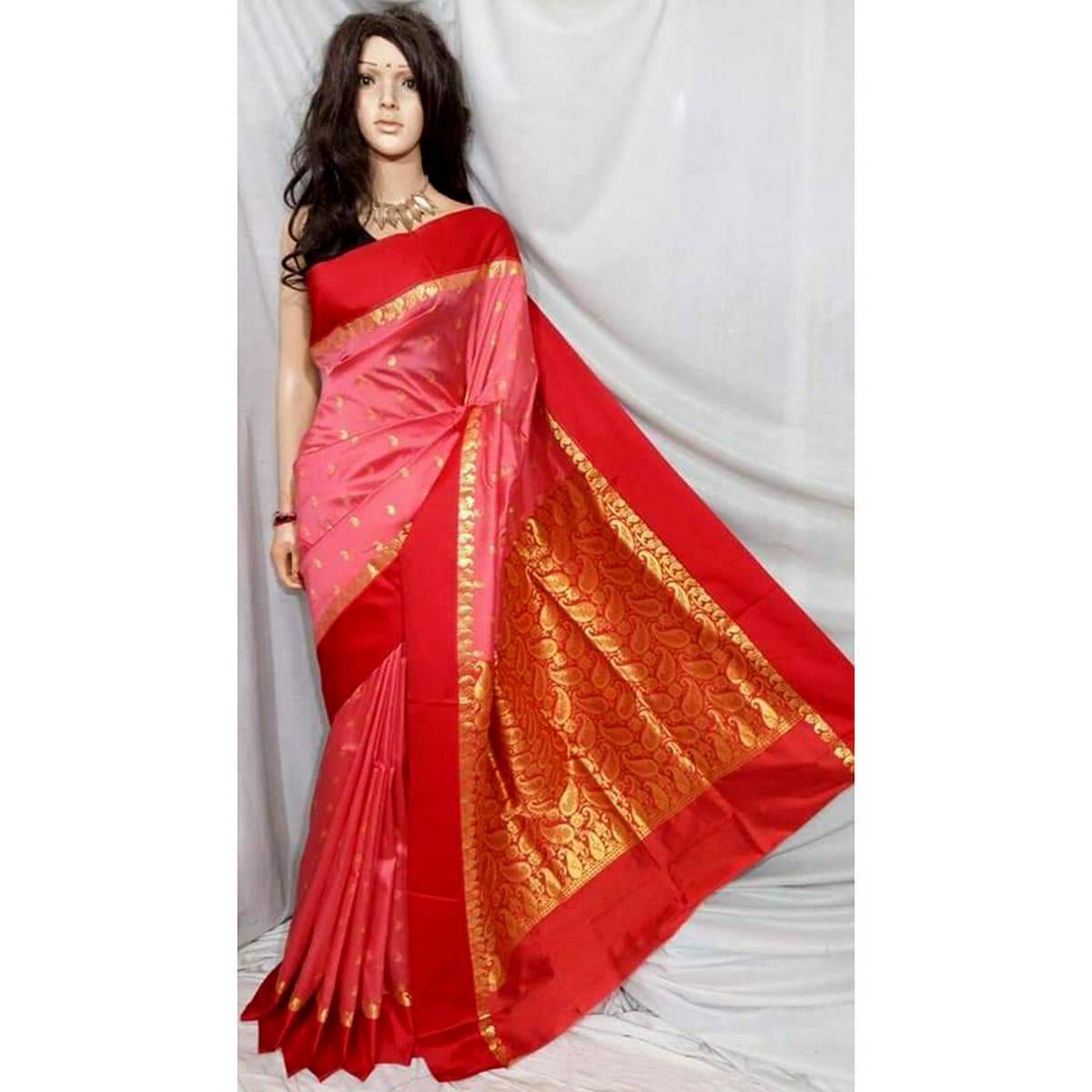 Indian Silk Katan Sharee Without Blouse Piece  For Women's By Safi Store