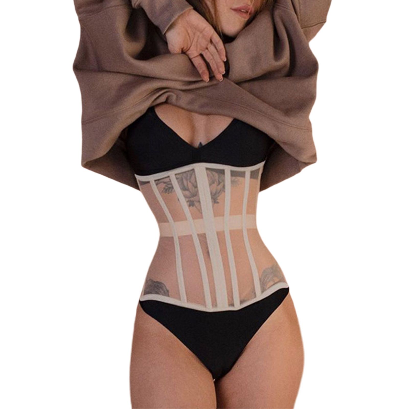 Women Mesh Corset Short Waist Belt Elastic Corset Bodycon Waspie Belts Fashion Wide Waist Belt Ladies Clothing Accesoories