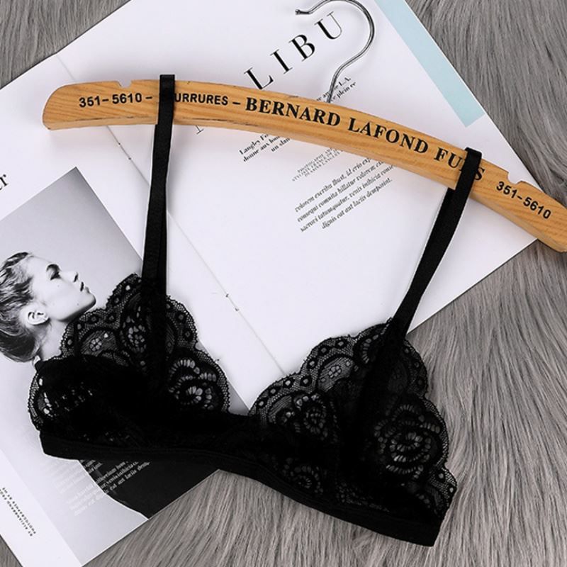 Bra Floral Lace Solid Wire Free Bra Bustier Sheer Top Bralette Transparent Cup Wireless Bras Brassiere Lingerie Underwear