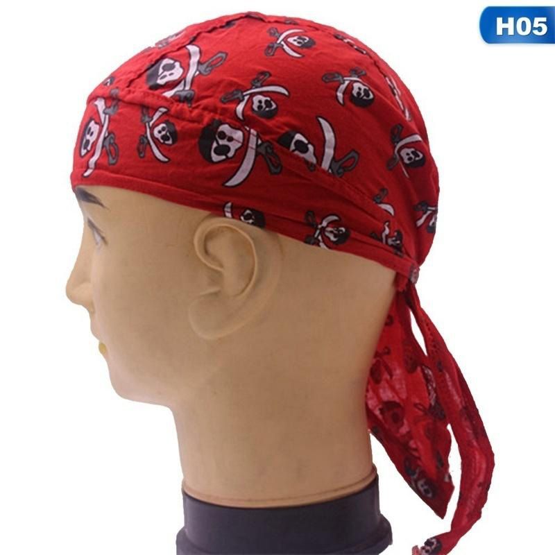 【BestGO】Women Men Cotton Skulls Printed Durag Motorcycle Cycling Cap  Tail Bandana