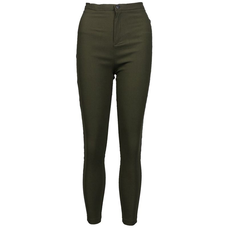 Women Pants Solid Color High Waist Button Slim Professional Trousers White Black Pants Plus Size Formal Female Pencil Pants