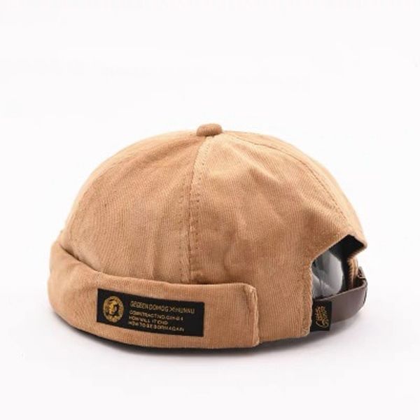 6 Colors Uni Brimless Cap Corduroy Docker Beanie Hat Rolled Cuff Retro Skullcap for Men Women