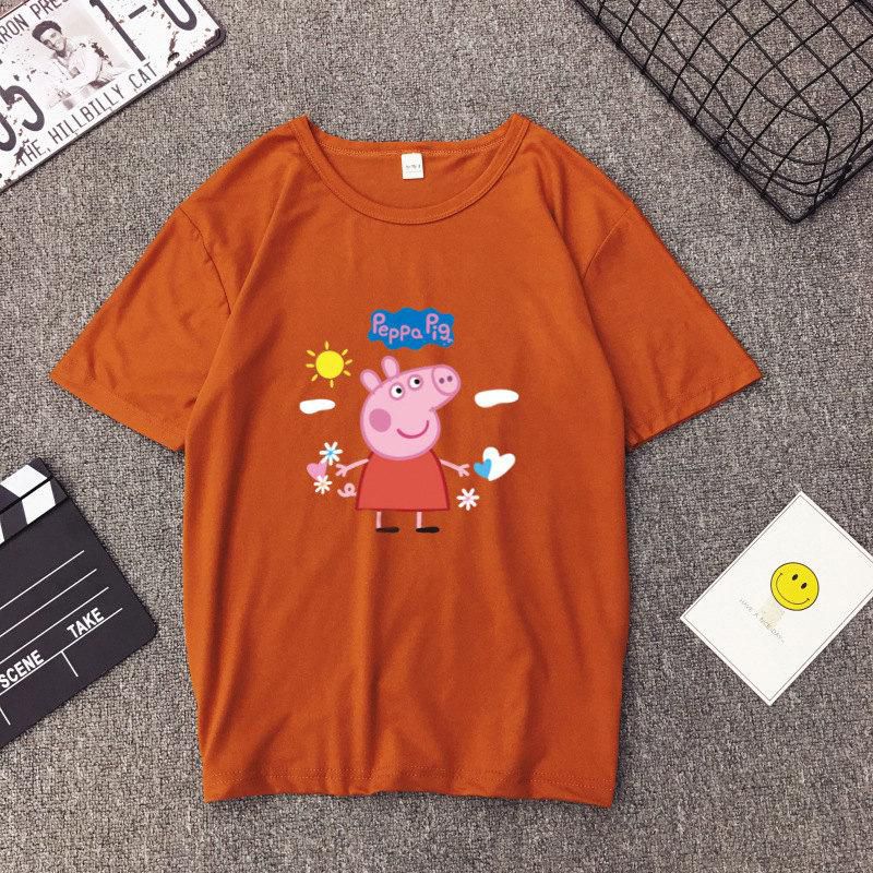 Korean Fashion Summer Korean Edition Loose College Wind Piggy Sow Boar Print Tik Tok Couple Short Sleeve T-Shirt Women's Wear