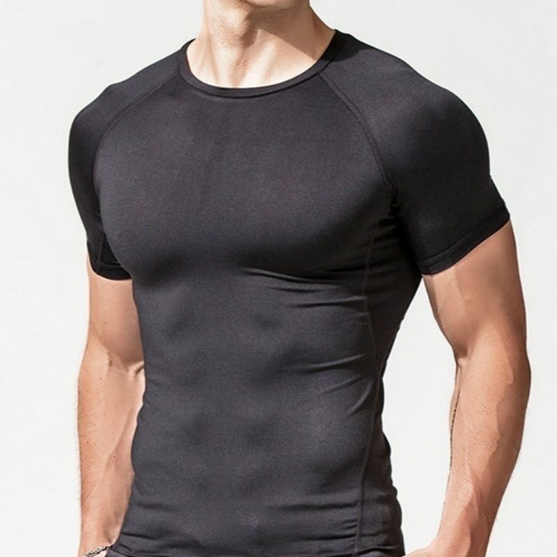Mens Quick Dry Fitness Tees Outdoor SPORT Running Climbing Short Sleeves Solid Color Shirt s Bodybuilding Tops Men Under Sk