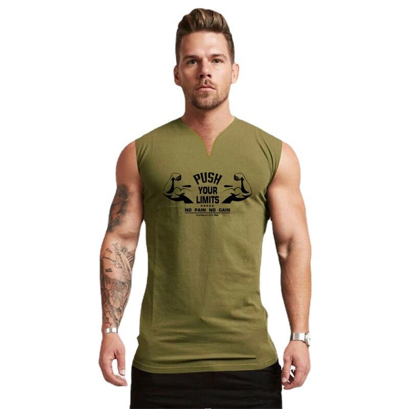 Men V-neck Srts TaTop Cotton Summer Muscle Vest Gym Clothing Bodybuilding Sleeveless Shirt Workout Fitness Singlets
