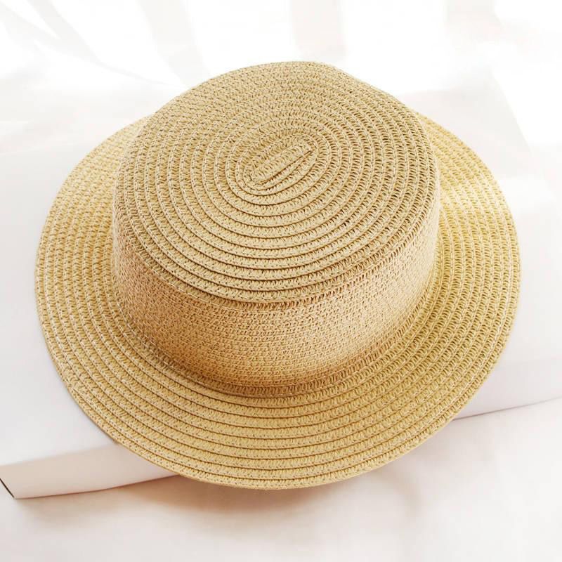 Simple Summer Parent-child Beach Hat Women's Casual Panama Straw Hat Ladies Brand Ladies Flat Brim Straw Hat Girls Sun Hat