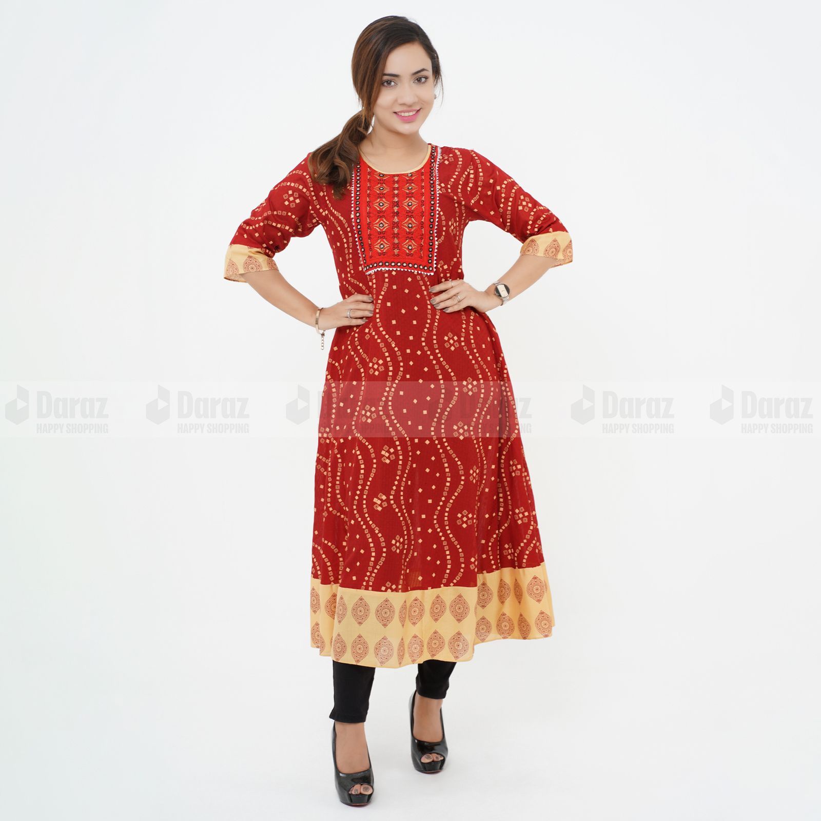 Multicolor Round Stylish Readymade Kurti For Girls (1 Pcs)