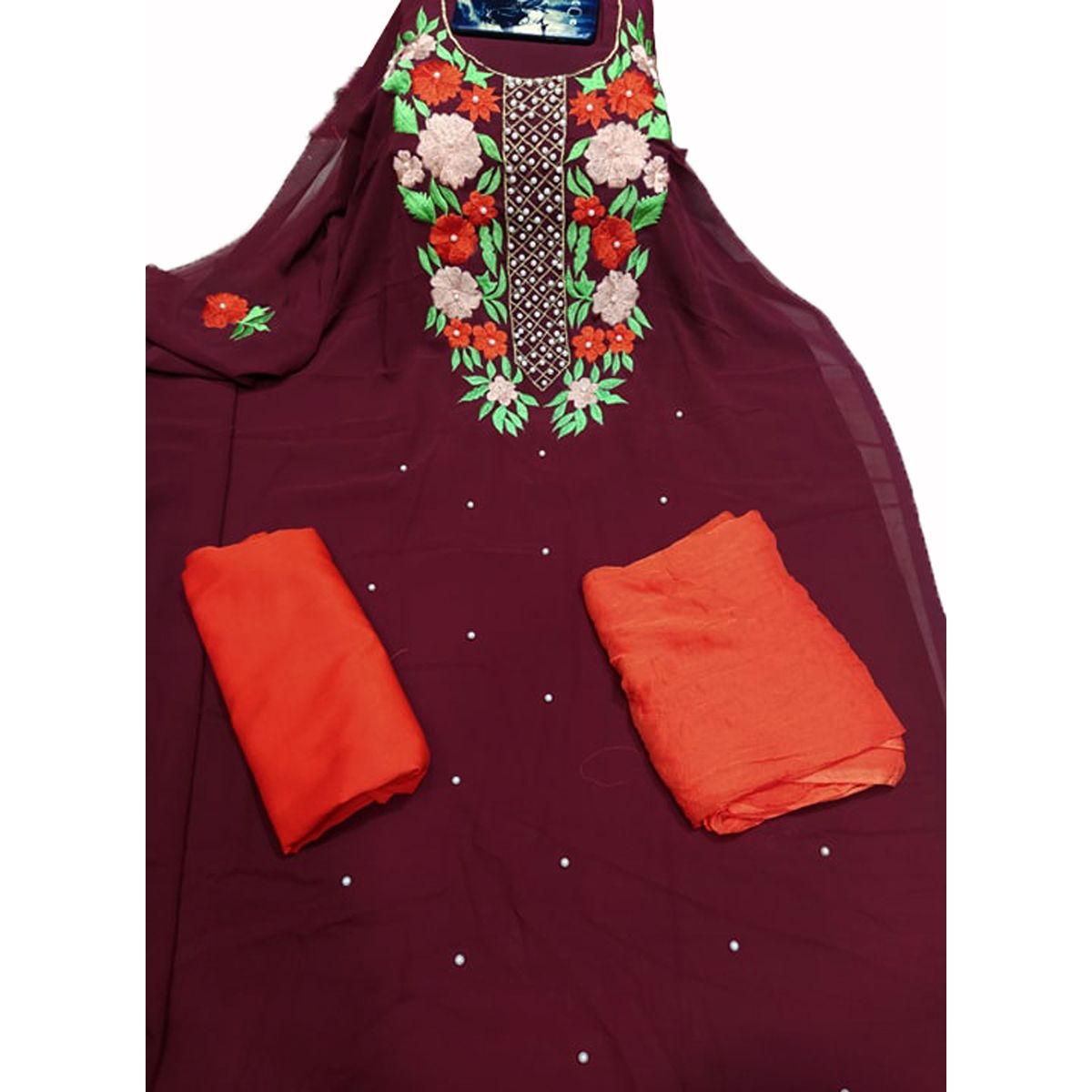 Marune Color Unstitched Georgette Salwar Kameez for Women