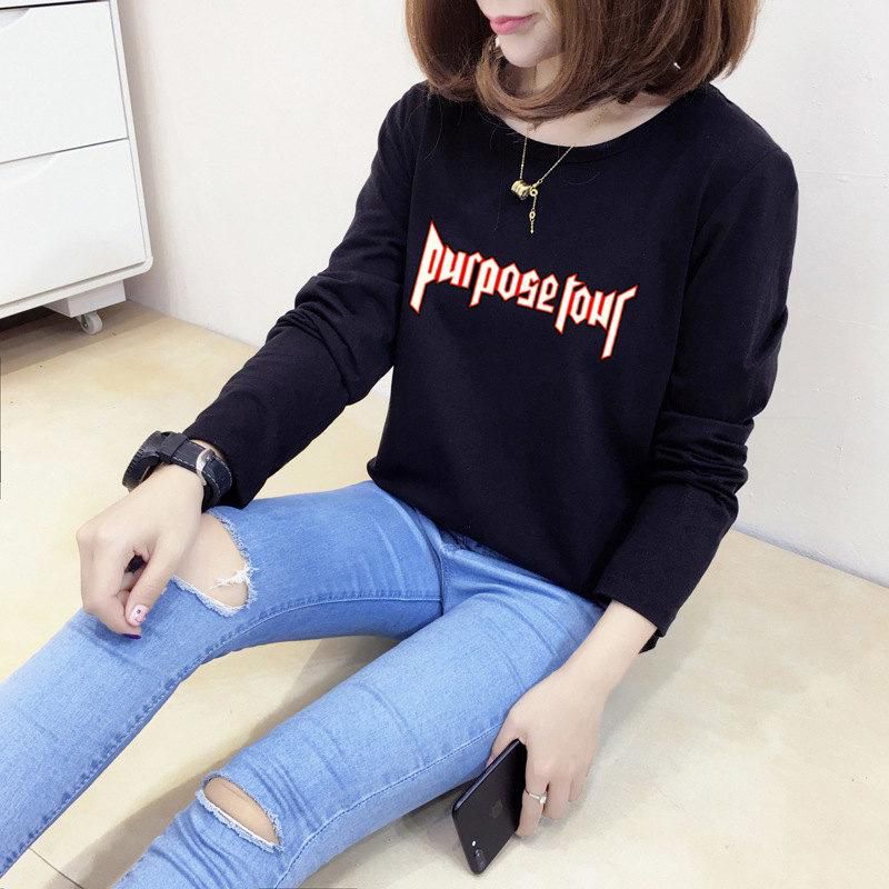 Korean Fashion Autumn Dress Female Korean Version Slimming Long-Sleeved T-Shirt Schoolgirl Clothes White Bottom Shirt Top Tide