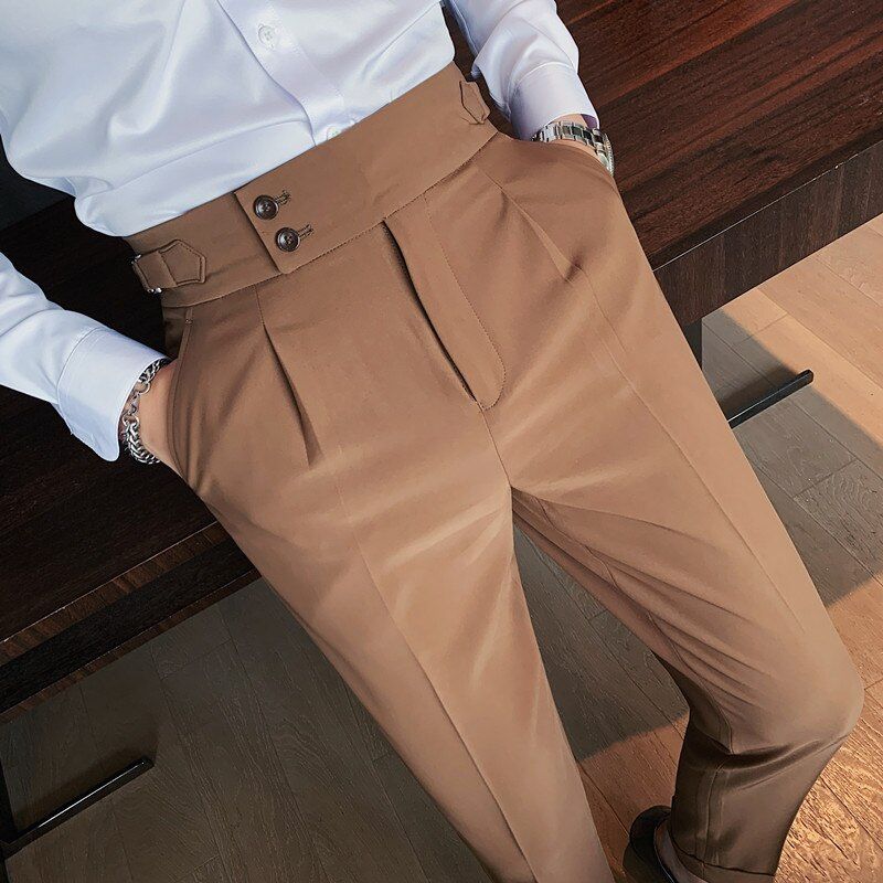 British Style Business Casual Suit Pants Men Clothing ple Solid Pantalon Homme Formal Wear Slim Fit Straight Office Trousers