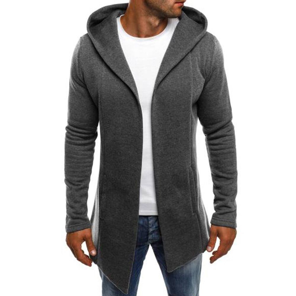 ZOGAA Mens Hooded Sweatshirt Men's Solid Long Cardigan Hoodies Streetwear Men Casual Autumn Slim Fit Jacket Coat Male Clothing