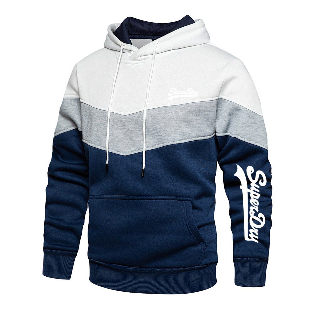 Autumn Men Hoodies Sweatshirts Fashion Patchwork Print Loose Srtswear Plus Fleece Warm  Hop Streetwear Casual Hoody