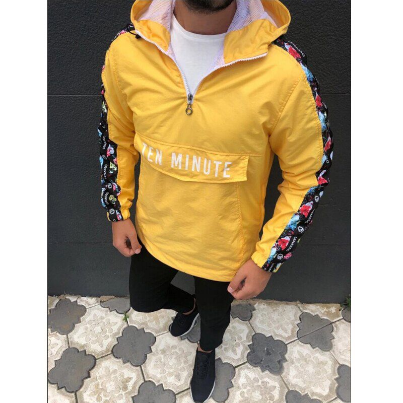 Meihuida Men Casual Hoodies Half Zip Hood Pullover Lightweight Windbreaker Front cket Jacket  Hop Fashion Wear
