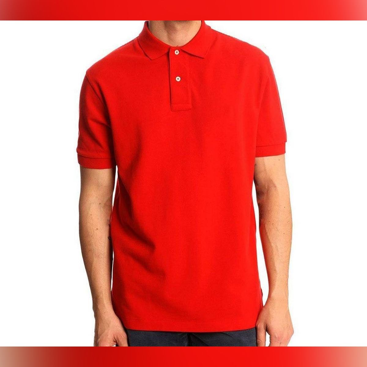 Red Half Sleeve Cotton Polo Shirt for Men