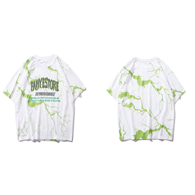 GONTHWID Oversized Tshirts Streetwear  Hop Lightning Print Punk Rock Gothic Tees Shirts Harajuku Casual Short Sleeve Tops