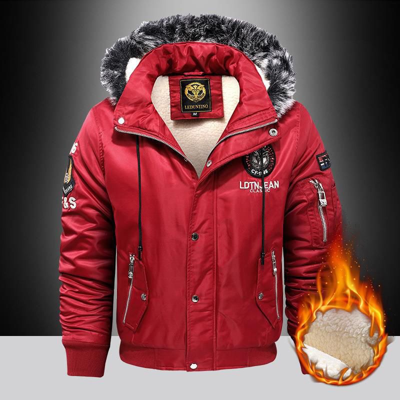 Thick Fashion Down Parka Coat Oversize Plus Thick Keep Warm Winter Men‘s Black Blue Red Padded Jacket