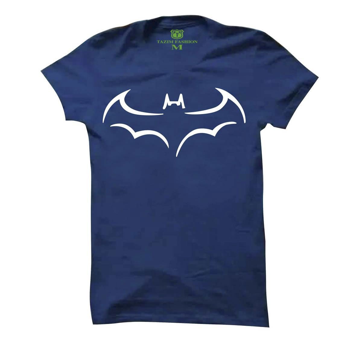 Blue Cotton Short Sleeve Batman T-Shirt for Men