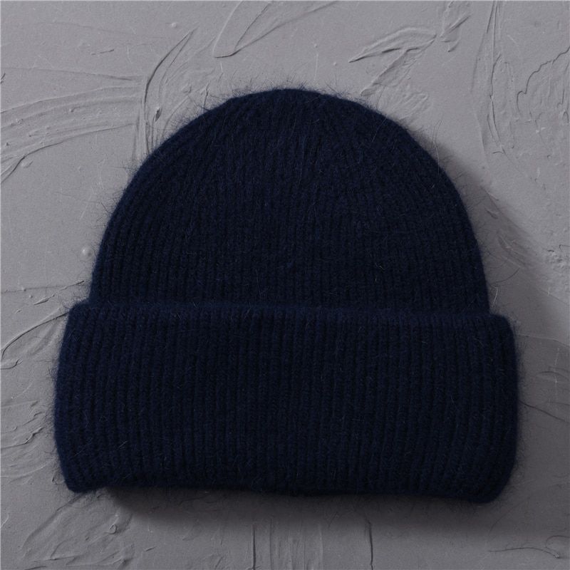 Casual Women's Hats mere Wool Knitted Beanies Autumn Winter Brand New Three Fold Thick 2020 Knitted Girls Skullies Beanies