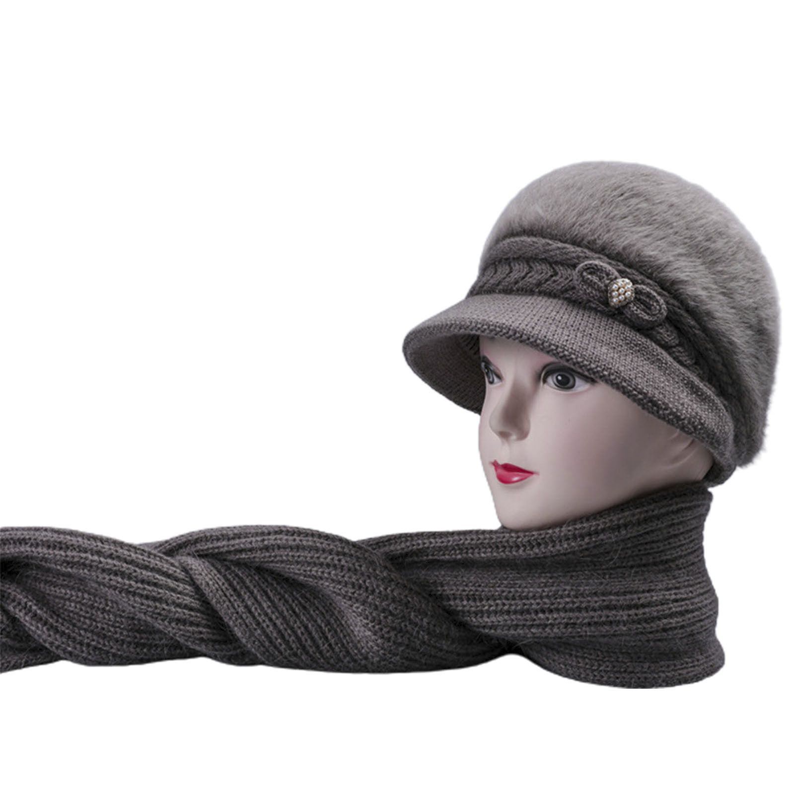 Bucket Hat Scarf All Match Pure Color Short Brim Cap Scarf