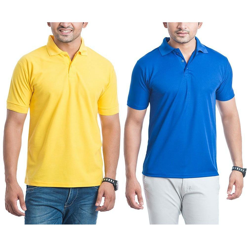 Yellow Cotton Polo for Men