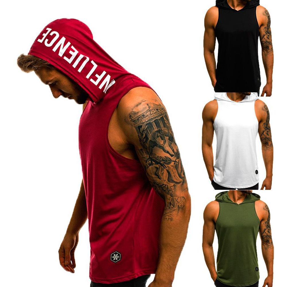 Mens Sleeveless Hoodie Muscle Sweatshirt Cool Hoody Tops GYM Sport Hoodies M-2XL