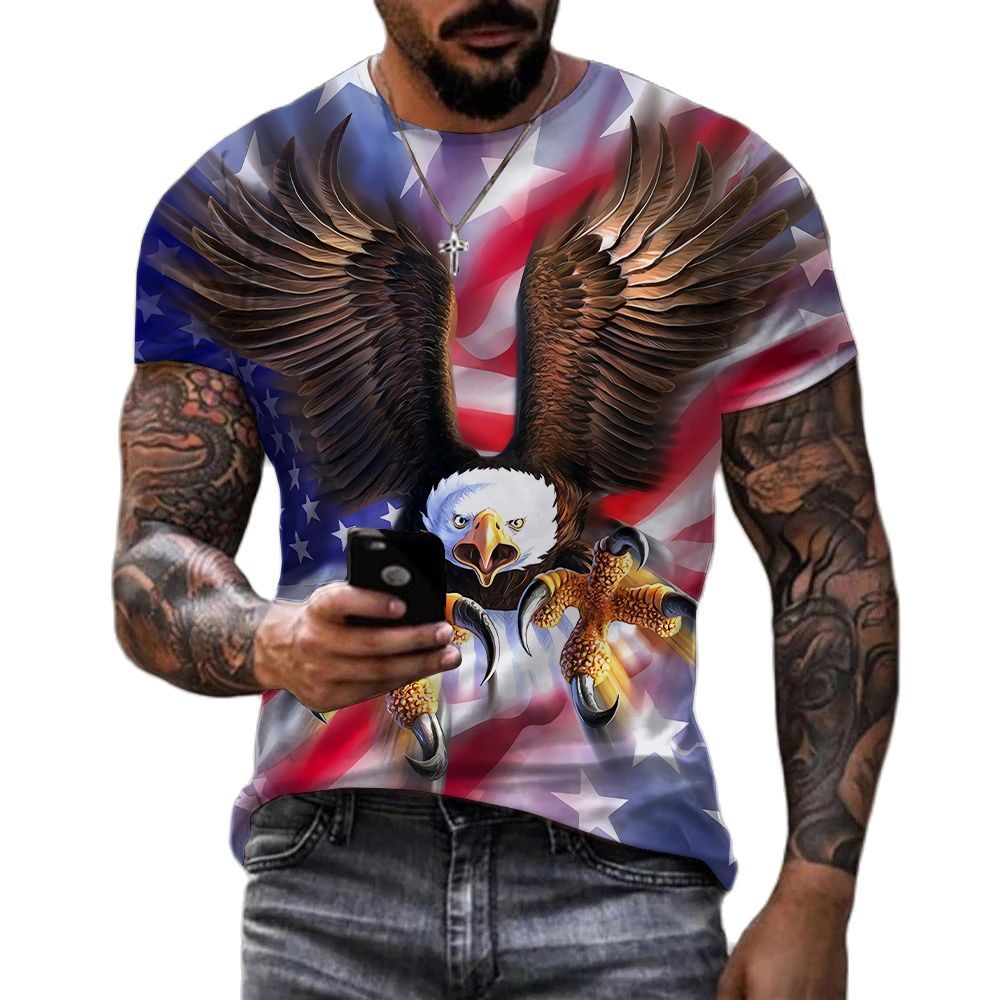 Soaring Eagle 3D Print Men's T Shirt O Neck Short Sleeve  Funny Graphic Streetwear Summer Loose Male Oversized Tops Tees