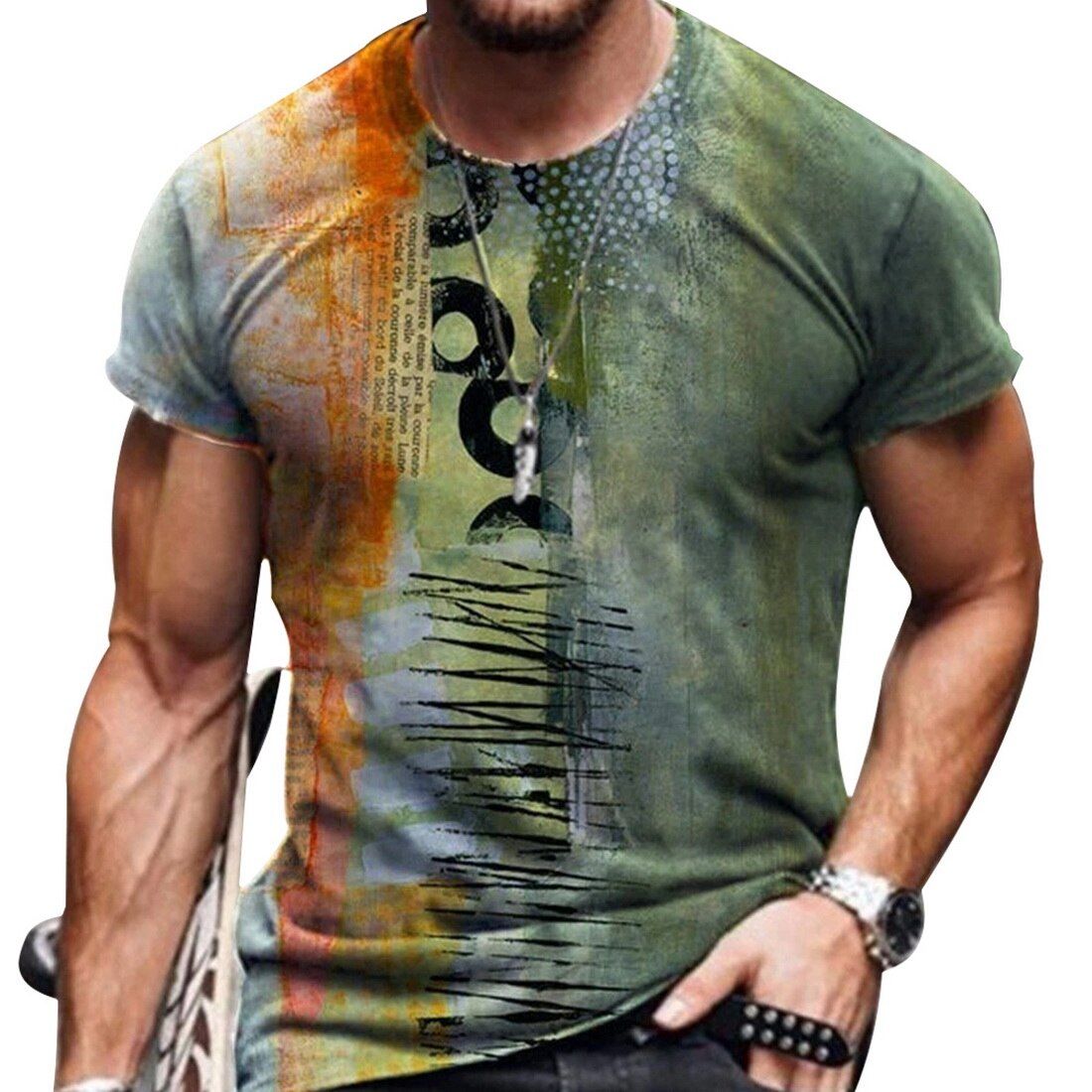 Men's Vintage Oversized Short Sleeve T Shirts Summer Harajuku Ethnic Style 3D Print O Collared Graphic T-Shirt Men Clothing