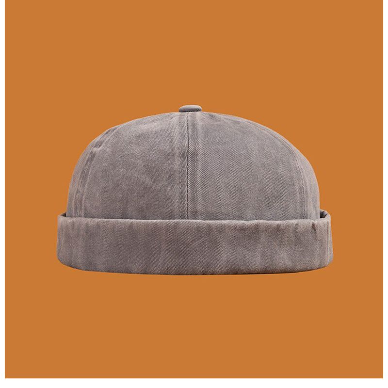 Men Women Skullcap Sailor Cap Brimless Vintage Docker Streetwear Adjustable Cotton Short Denim Rolled Cuff Beanies Cap Hats