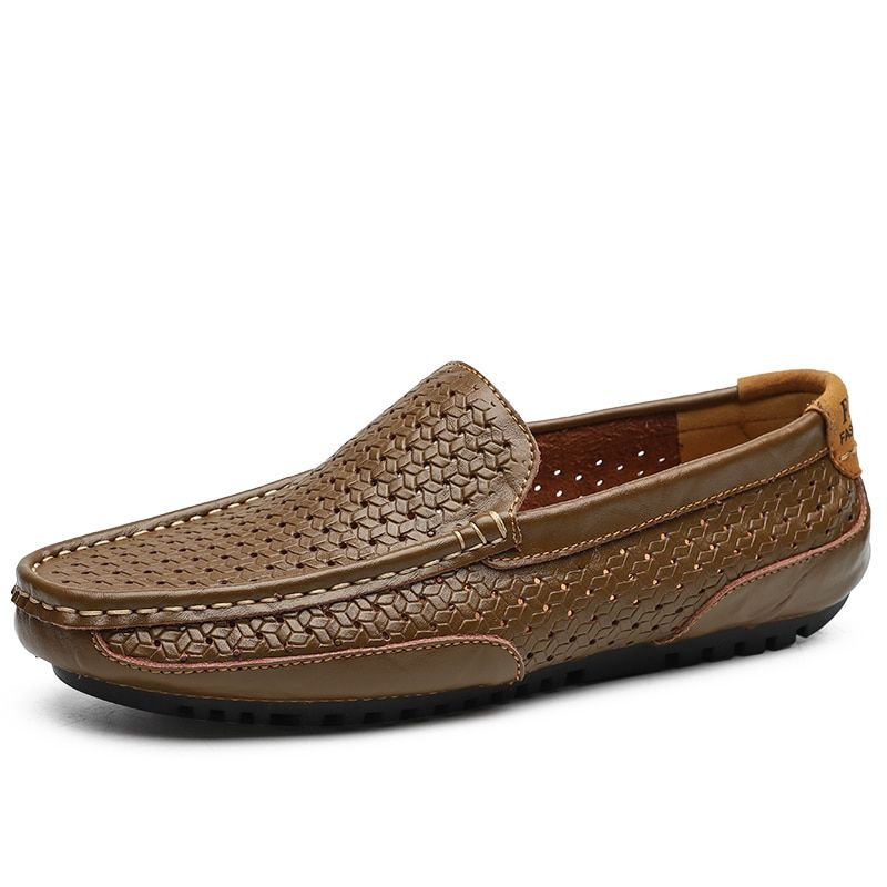 Summer Men Shoes Casual Leather Mens Loafers Moccasins Italian Breathable Slip on Boat Shoes Ztos Hombre