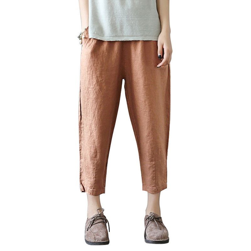 Gray European And Casual Loose Cotton And Linen Printed Wide-leg Pants Women Vertical Flower Pants Dropship