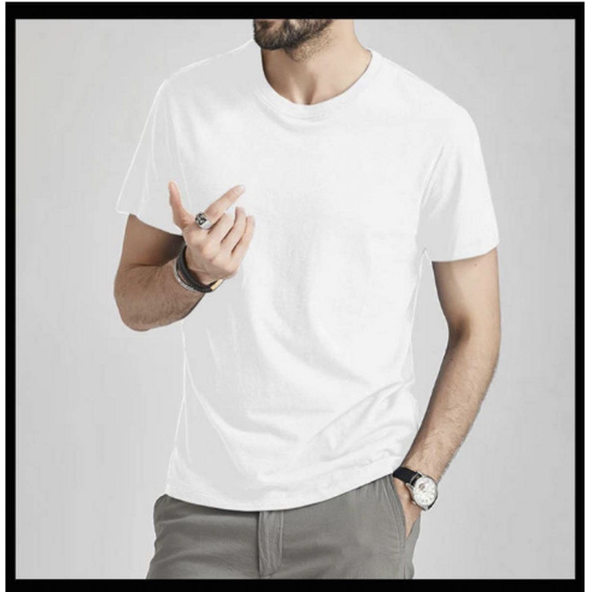 Half Sleeve Cotton T-shirt For Men - Solid White