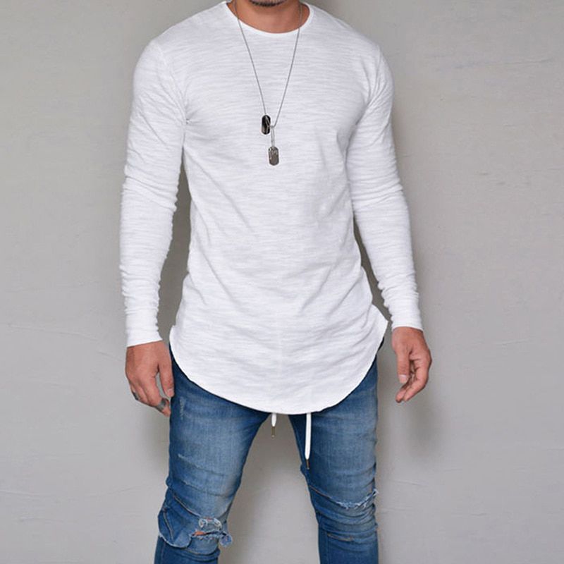 Men Personality Casual T-shirt Slim Fit T-shirt Spring New Fashion Tops O-neck Long-sleeved T-shirt Camisa Masculina