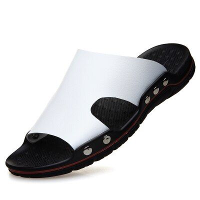 OEING Sandals men  Leather Slippers Summer Brand Soft Comfortable Beach Slippers Men Casual Cross Outdoor Slides 2022 New