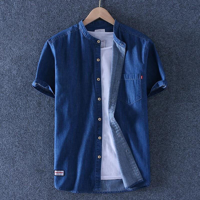 Blue Fashion Men Solid Short Sleeve Linen Shirts Men Shirt Summer Chinese Style Luxury Casual Sport Slim Fit 2020 Shirt