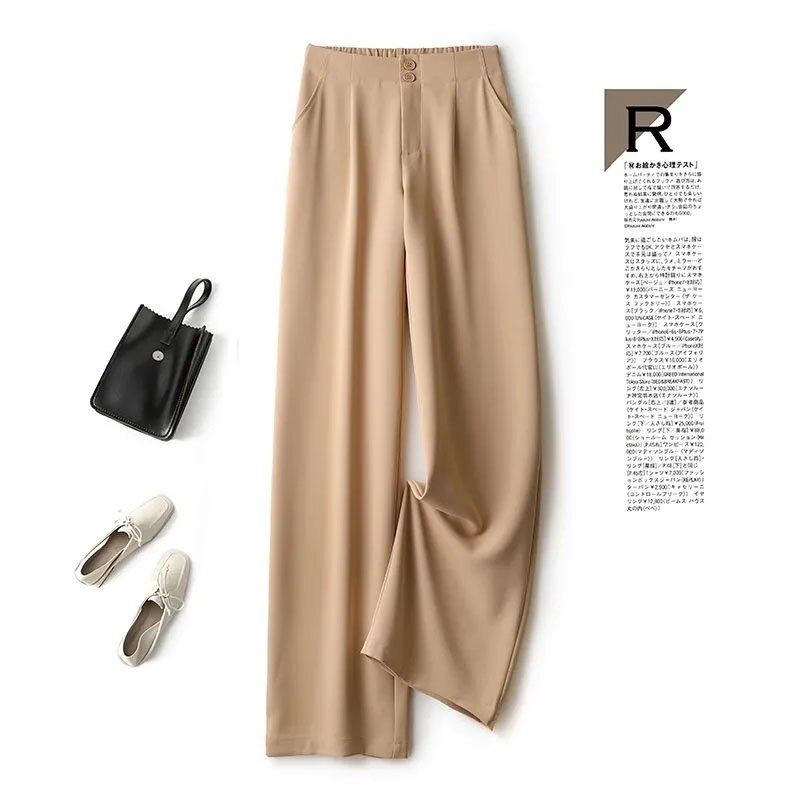 Women's wide-leg pants high waist draping spring and summer Korean loose straight-leg mopping chiffon suit pants