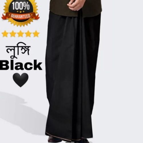 Fashionable Cotton Lungi (ATM) for Mens-Black Color