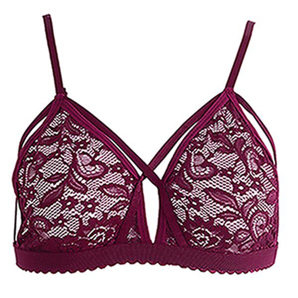 Women Lady Lace  Seamless Corsets Bralette Bustier Cross Bandage Crop Tank Top Floral Sheer Lace Bra Fashion  Brand