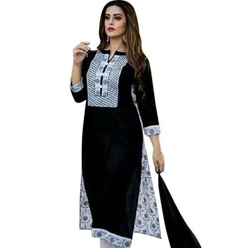 Unstitched Black and White Cotton Block Printed Shalwar Kameez For Women