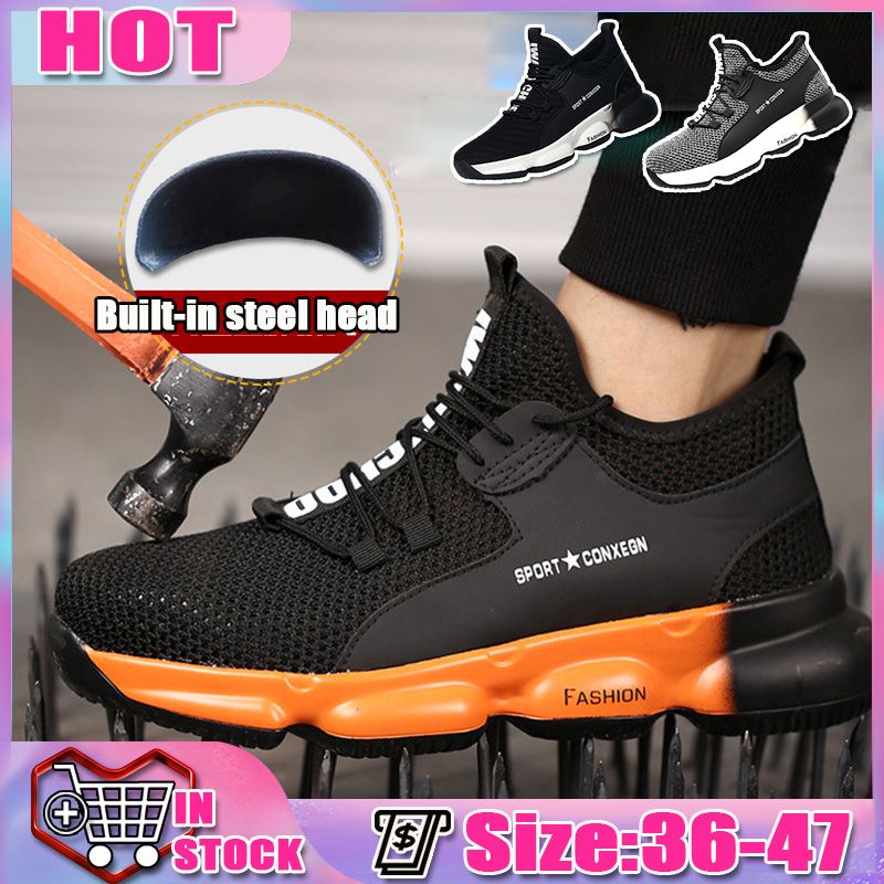 Safety Shoes For Men Steel Toe For Men Water Proof Low Cut Safety Rubber Boots For Men Black Shoes For Men For Work Puncture Proof Shoes Industrial Safety Shoes Anti Smashing Shoes Protection For Shoes Fashion Outdoor Hiking Shoes