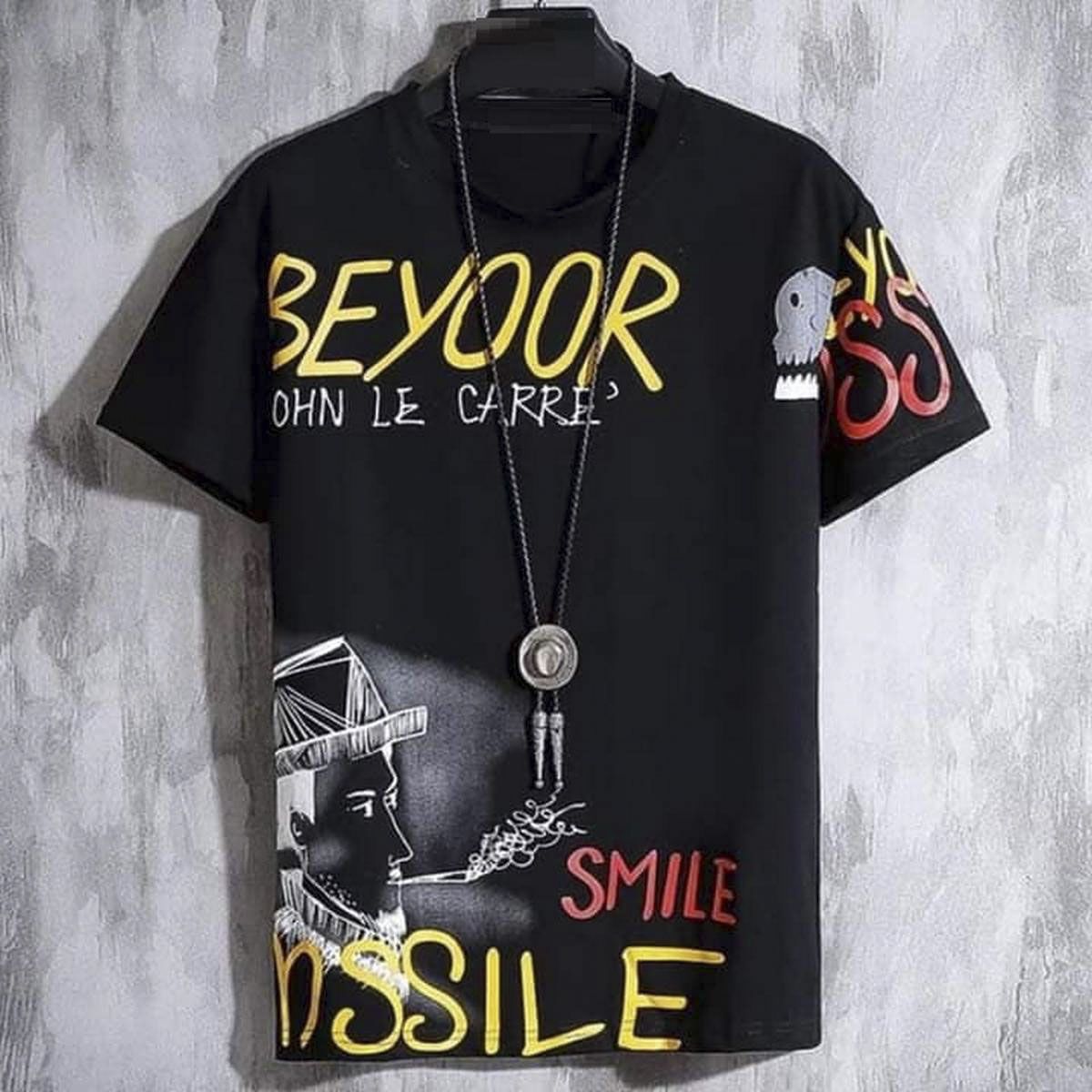 Multicolor  Printed Cotton Half  Sleeve T-Shirt For Men