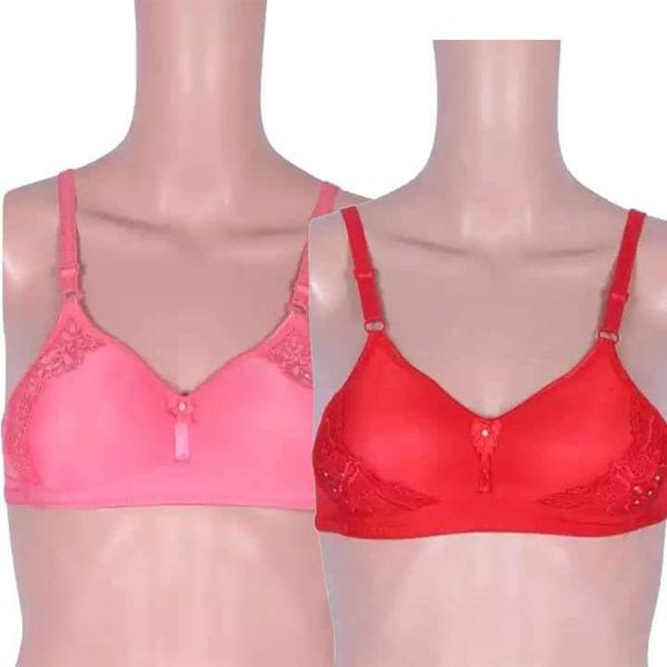 Coral and Red Foam Bra For Women(2 Piece)
