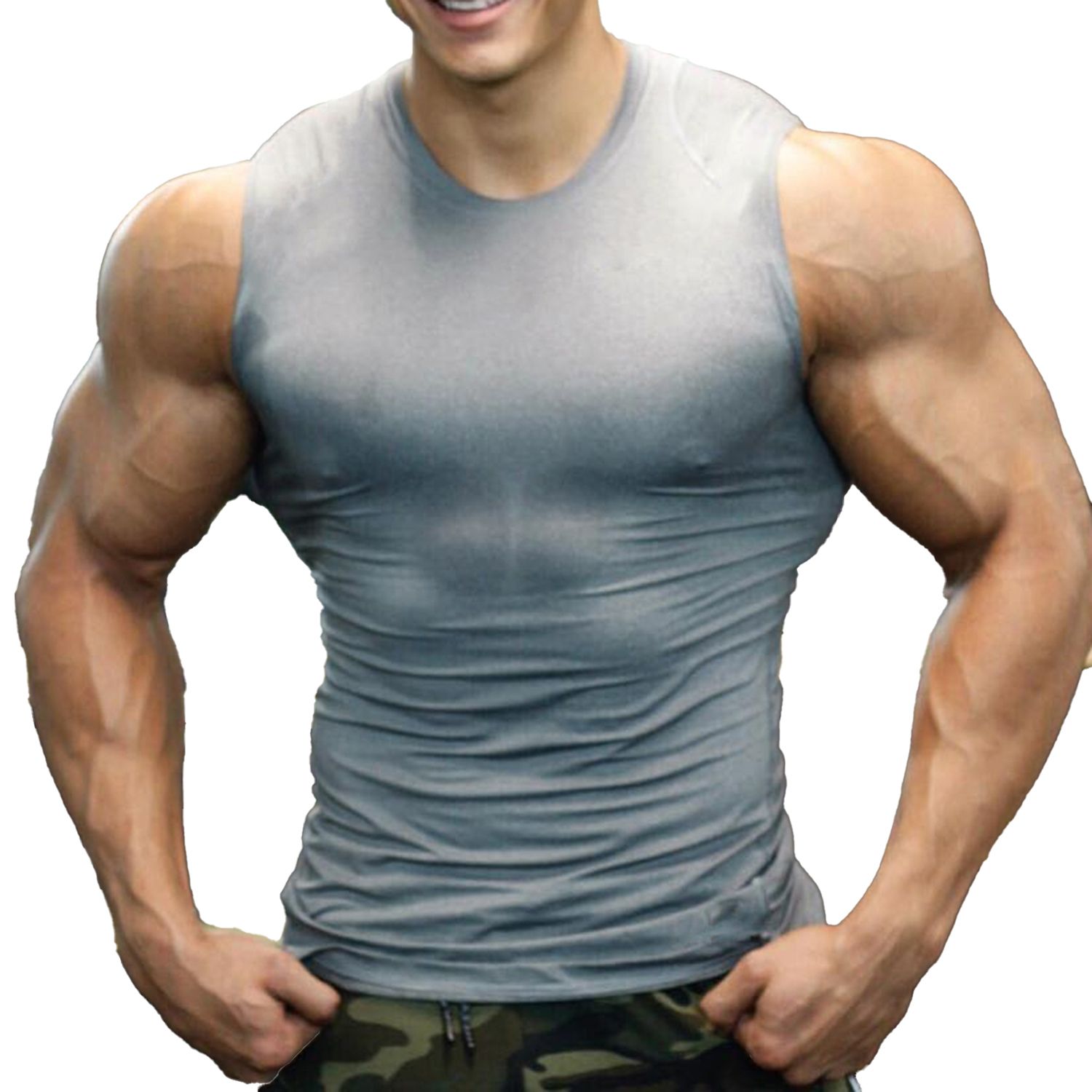 Men Summer Casual Sleeveless Quick-drying Super Tight Vest Polyester Fiber Tank Top