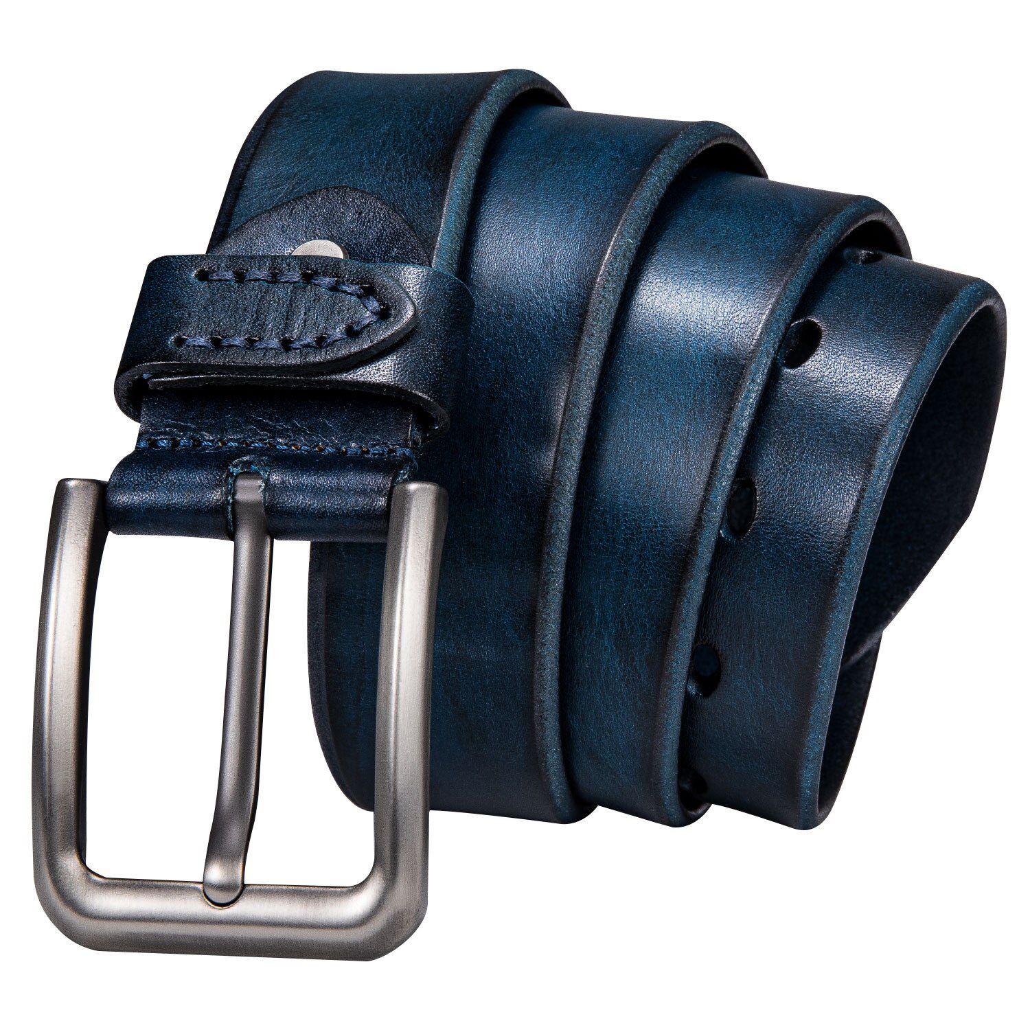Men Belt Pin Buckle Belt Cow Leather Single Prong Belt Grass Green Waist Strap Male Retro Belt for Jeans Hole Punch Barry.Wang