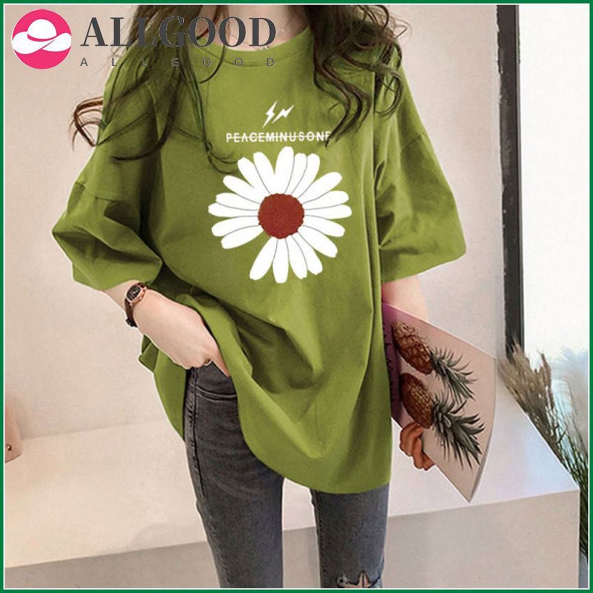 Daisy Tee Shirt Plus Size 2XL Summer Summer Clothes for Women Purple Black Green White T-shirts Ropa Mujer Aesthetic Clothes