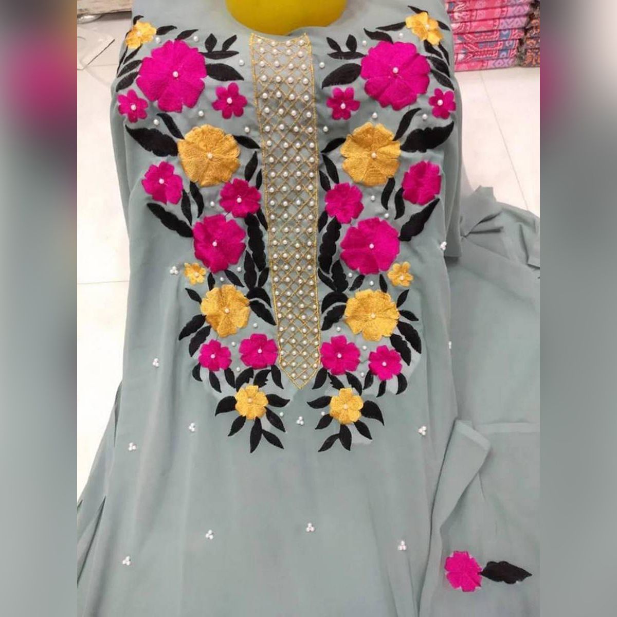 Unstitched Multicolor Georgette Kurti for Women-1 Piece